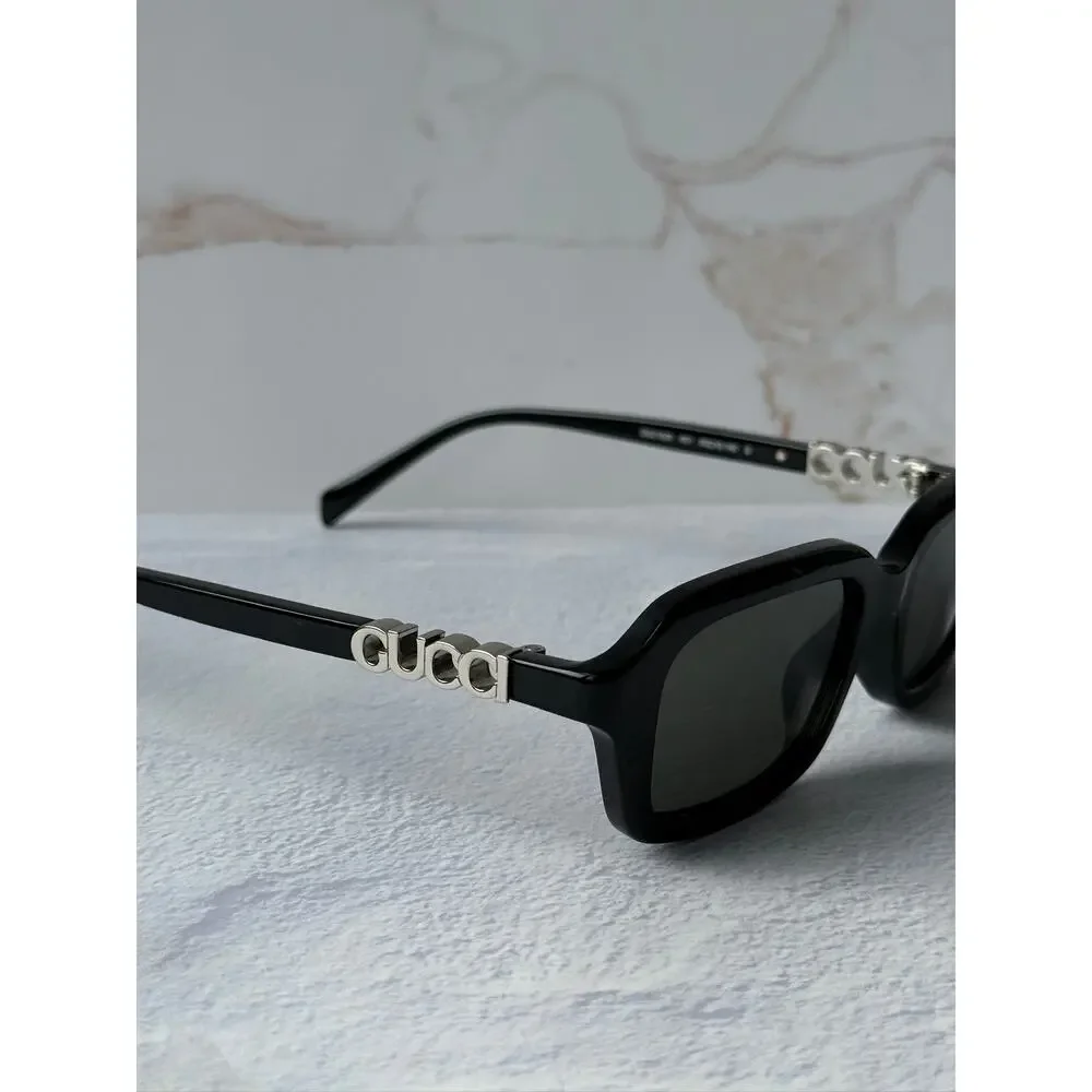 NEW Gucci GG2152S Black Logo Rectangular Sunglasses $515